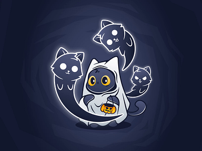 Scared Kitten cats character cute ghost halloween illustration kitten logo motion motion graphics pumpkin scared trick or treat