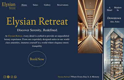 Elysian retreat Luxury hotel Landing page UI 3d branding graphic design ui