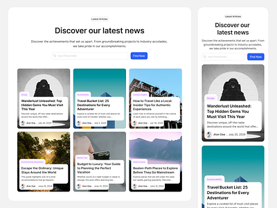 Enjooy - Latest News Article Section article article section blog blog design clean design design system enjooy enjooy design enjooy design system landing page news uiux web design