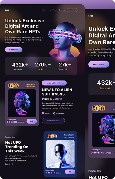 NFTs landing page crypto fintech nft web3