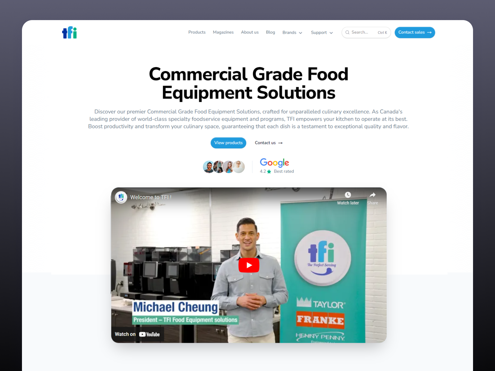 Website for a Commercial Grade Equipment Supplier equipment hero homepage landing page nextjs supplier ui ux website