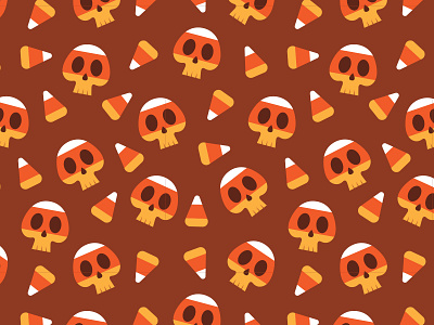 Candy Corn Pattern candy candy corn design digital halloween illustration pattern skulls trick or treat vector