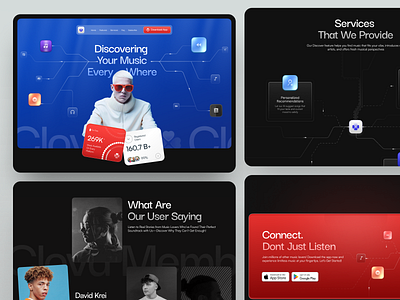 Clova - Music Streaming Apps Landing Page app landing page layout minimal music ui ui design uiux web app web design website