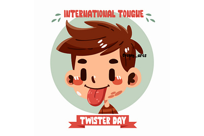 International Tongue Twister Day Banner Design Illustration abc banner cartoon celebration challenge day drawing event eyes face language learning linguistic mouth poster template text tongue twister typographic