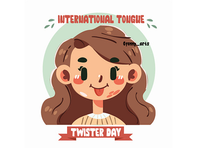 International Tongue Twister Day with Girl Character banner cartoon celebration challenge character day event face girl language learning linguistic mouth poster speech template text tongue twister typography