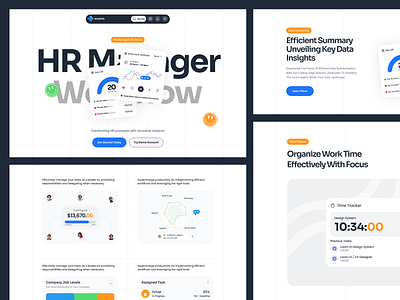 HR Management Platform bento daily digital elementor framer grids hr landing management manager page project task ui webflow website wordpress