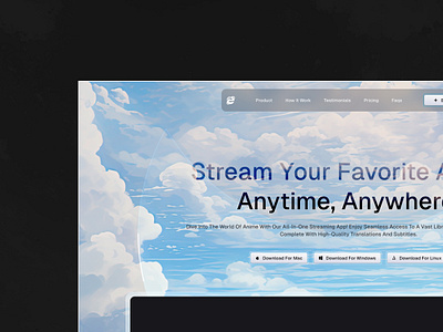 Anime Steaming Service App Landing Page app landing page service app ui web design