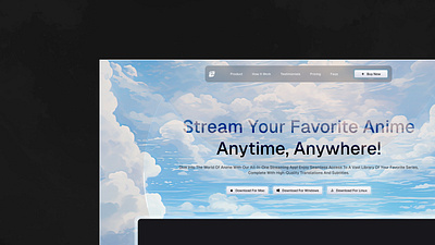 Anime Steaming Service App Landing Page app landing page service app ui web design