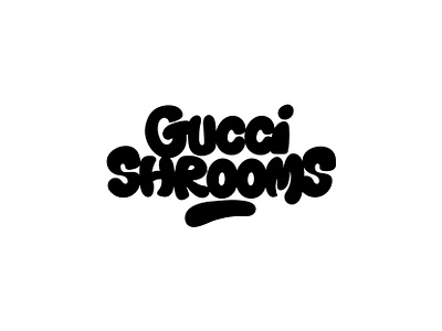 Gucci Shrooms fall forest illustration logo modern shrooms text logo word mark