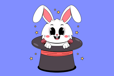 Magician bunny branding bunny cartoon character colorful cute design graphic design hat illustration kawaii logo magic magician rabbit ui