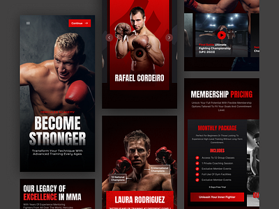 Hercules Academy - Mobile Responsive boxing champions dark theme design app fight fitness gym mma mobile design mobile design app mobile interface mobile responsive personal coach sport mobile app sport service sports ufc ui mobile ui ux workout