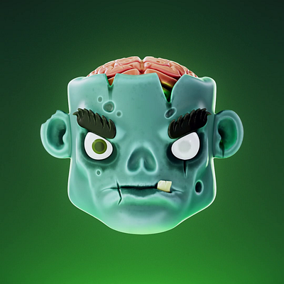 ZombieHead (stylized 3d art) 3d 3d art 3d illustration stylized stylized 3d stylized illustration substance painter zbrush