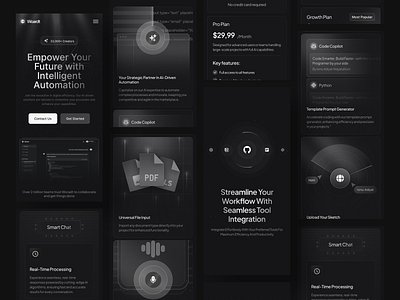 Woardt - AI Powered Assistant Responsive ai bento chatgpt dark gpt responsive saas tech ui ux