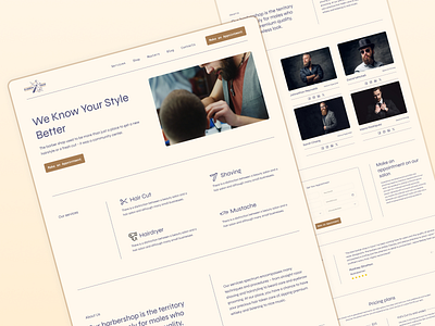 Barber Shop - Home Page Website Design barbar website barbershop creative design hair cut service hair cut website haircut home page home page design home ui mans barber minimal ui ui design user interface design web interface design web ui web ui design website website design