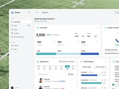 Fitrack - Data-driven Fitness Platform AI clean dashboard fitness dashboard fitness dashboard ai meditation saas trainer dashboard ui ux web dashboard workout workout dashboard