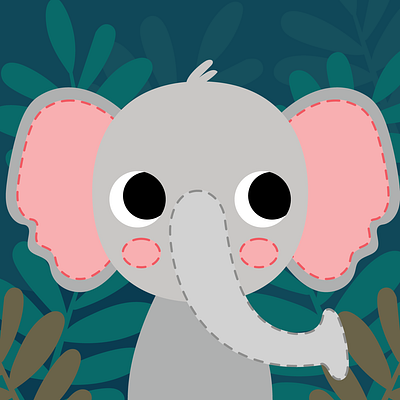 Elephant animal animals character cute digital elephant illustration jungle kawaii kidlit kidlitart vector