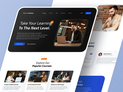 MasteryAcademy | E-learning Website creative design e learning e learning website elearning landing page landing page design minimal ui ui design web web design website website design