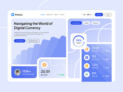 Poinco - Crypto News & Investment Website Design animation clean crypto design design app graphic design investment landing page logo minimalist modern motion graphics news poinco ui ui design uiux web website builder