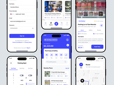 Find, Reserve, & Manage Parking App bike booking bus cars design find parking mobile app nearby park park park app park ui parking parking app parking space parking spot searching parking truck ui uiux ux