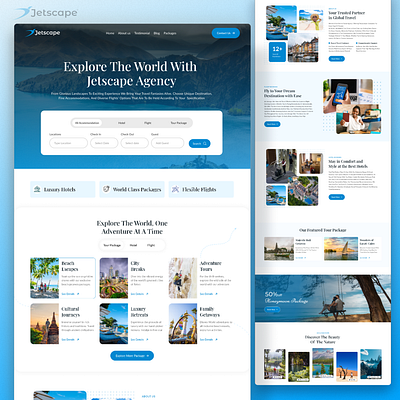 Travel Agency Website Design for Jetscape design destination figma flight booking web flights home page hotels landing page travel agency travel booking website uiux design user interface ux zone web web design web designer