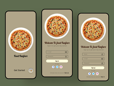 Log in & Sign up Screens figma design food app design uiux design user interface
