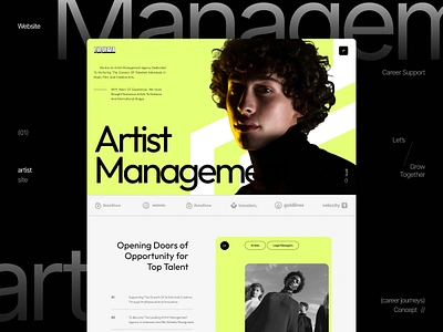 Artist Management Website artist artist management website artist website entertainment landing page landing page design management web ui ui design ui website website website design