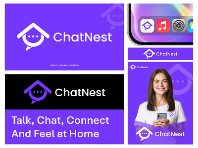 Chatnest - Chat Logo Concept and Branding abstract logo ai ai logo branding chat logo chatnest geometric graphic design icon logo design mark message message logo minimal modern modern logo simple sms logo tech technology logo