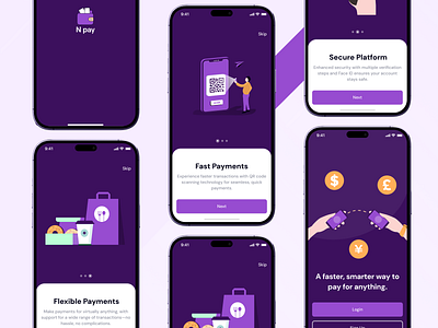 Npay - Splash Screens Payment Experience appscreens appshowcase appsplash digitalwallet ewalletui fastpayment financeapp fintechdesign minimaldesign mobileexperience mobilesplash modernui naeem npay onboardingscreen paymentappdesign splash splashscreen uxdesign