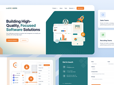 Lazycoders Website UI Design . agencywebui boldtypography cleanlayouts contactoptions customdashboard designprocess innovativedesign seamlessflow softwareagency softwaresolutions techagency ui ui design userexperience userinterface ux ux design web design webappdesign wordpress pluginagency