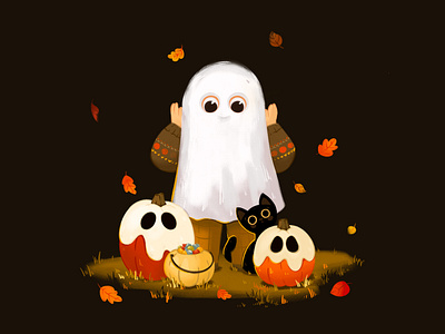 Children's illustration. Halloween. Ghost art branding design digital art game ghost graphic design halloween illustration kids illustration pumpkin