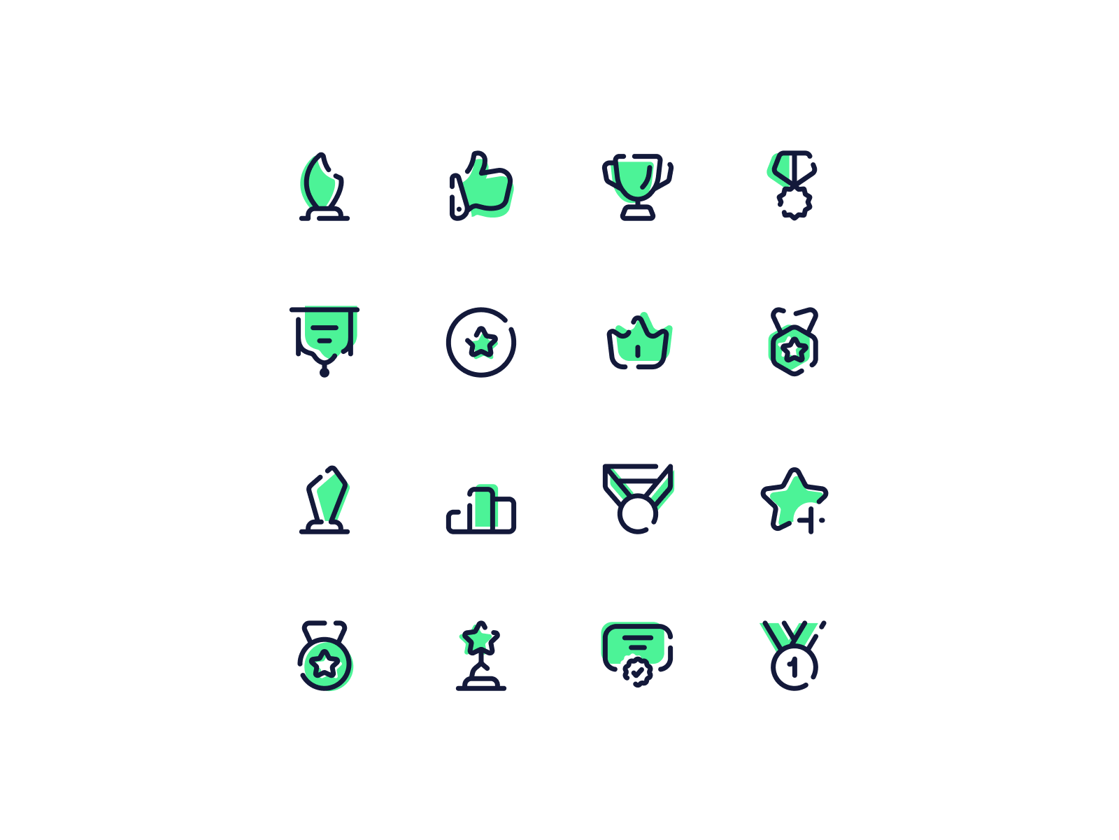 Neaticons Reward Icons - Gestalt+Duotone badge branding certificate crown duotone gestalt honor icon icon set icons leaderboard like medal pro rank reaction reward thumbsup trophy ui