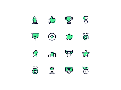 Neaticons Reward Icons - Gestalt+Duotone badge branding certificate crown duotone gestalt honor icon icon set icons leaderboard like medal pro rank reaction reward thumbsup trophy ui