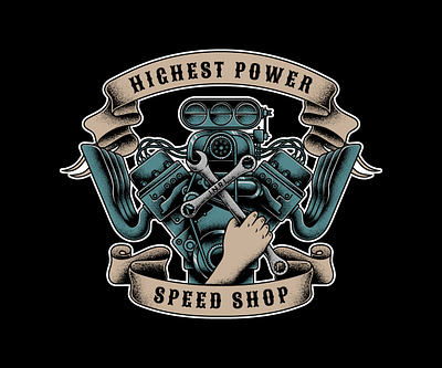 Speed shop garage adobe illustrator automotive automotive logo graphic design illustration logo design old school tattoo traditional tattoo vector