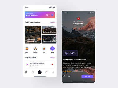 Travel App Design clean design ui ui design uiux ux ux design