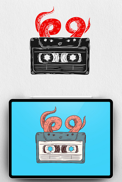 Sound monster art audio draw illustration metal monster music octopus rock sound tentacle vector vintage