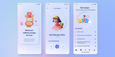 Neumorphism Music Player app design illustration interface ui ux