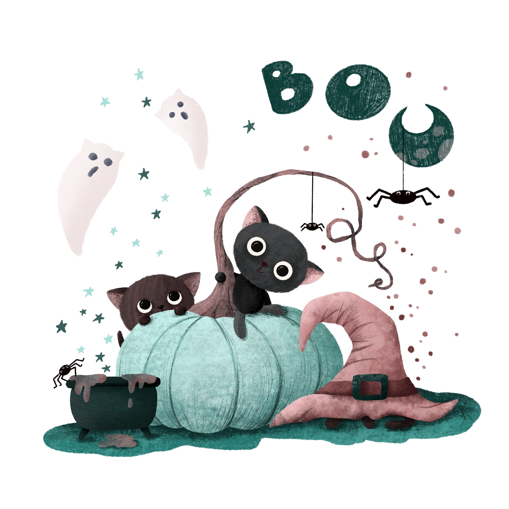 Example of BOO! Halloween greeting card.