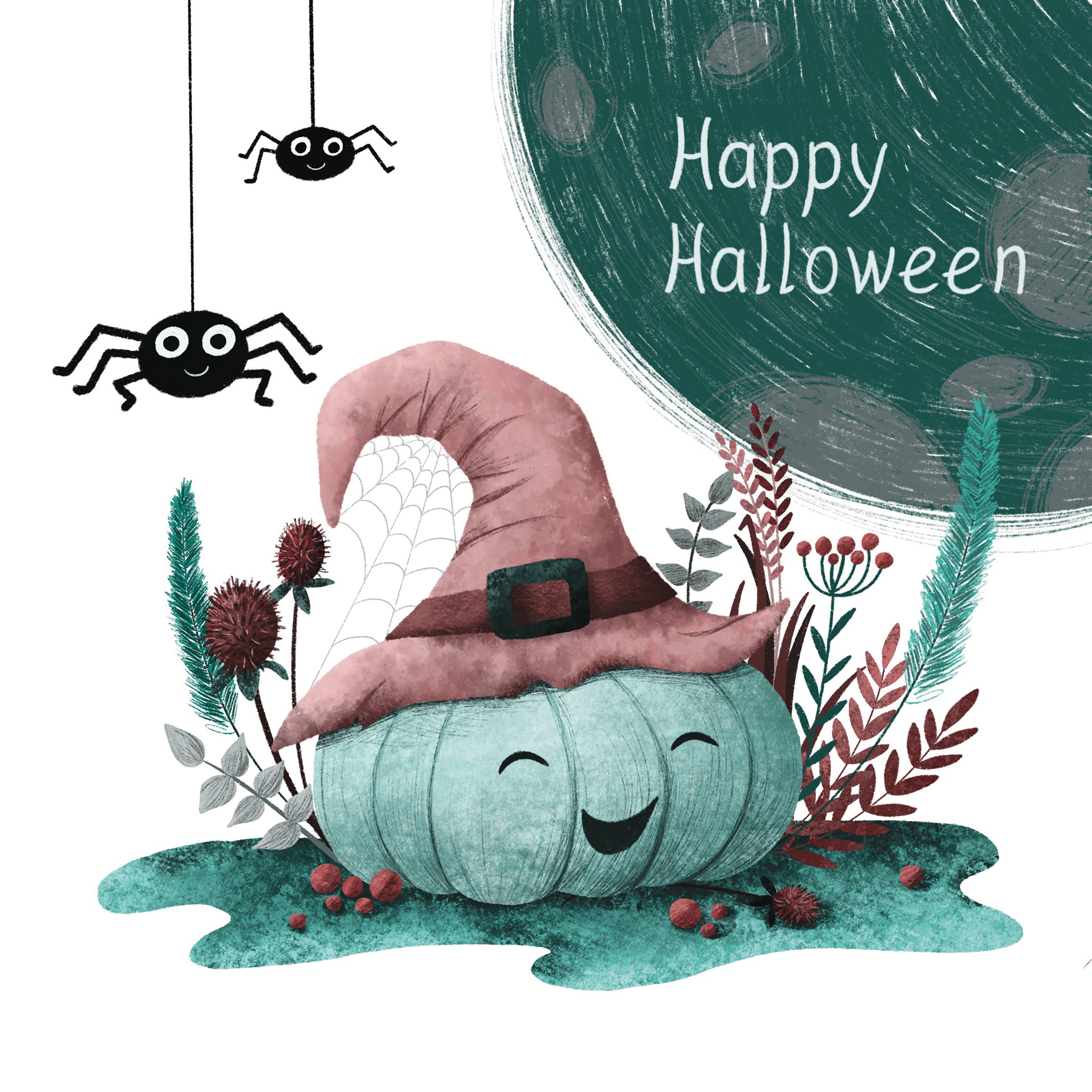 Example of Happy Halloween. Greeting card.