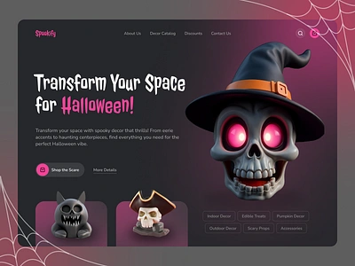 Spookify: Halloween Decor to Die For black concept creativeui creepy dark decor design halloween halloweendecor hero ui uiux ux web design webdesign website