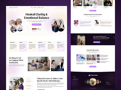 Mental Health Care anxiety counseling health care website landing page meditation mental health mental illness mental well being mindfulness online mantal doctor pixelean psychologist sahin mia self care therapist ui design user interface ux ui web design website design