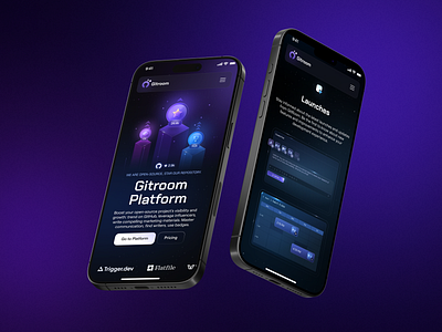 Gitroom platform design 3d branding creative dark design designstudio github graphic design illustration interface logo open source platform design purple ui vector web3