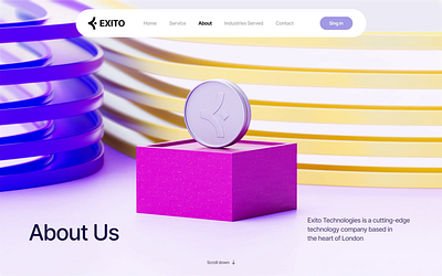 Exito website about us page 3D animation 3d 3d animation 3danimation about us ai ai web ai website coin finance fintech site trade trading web web design web3 webdesign webpage website