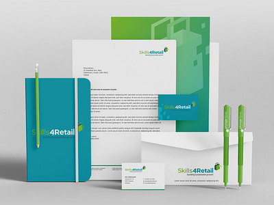 Skills4Retail - Stationary brand identity branding business cards design envelope eu graphic design letterhead notebooks pens retail stationary