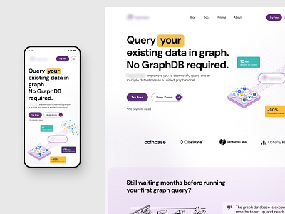 SaaS Marketing - Graph Query Analytics Engine Mobile View b2b barkahlabs clean clear company website graph hero homepage light theme marketing marketing website mobile layout mobile view modern query responsive saas saas website startup ui