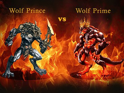 This is a view of a game. Werewolf Prince VS Werewolf Prime. 3d animated cartoon animation cartoon project design game graphic design logo motion graphics