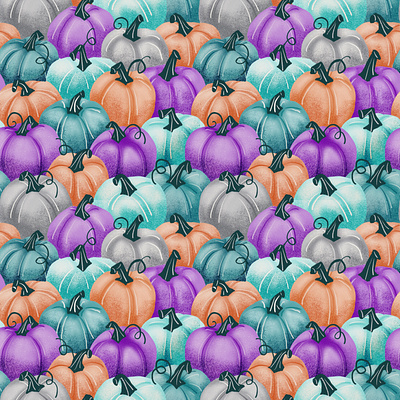 Pastel Pumpkin Patch Pattern art licensing design drawing challenge female illustrator halloween art hand drawn illustration pastel procreate pumpkin patch