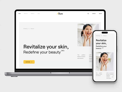 Allure - Beauty Landing Page b2b beauty beauty shop clean cosmetics fashion homepage landing page make up minimalist simple skincare startup ui ui design ux web design website woman