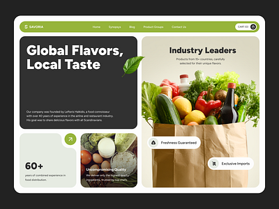 Web Site for Food Distribution Company — Savoria bento delivery design eco food green hero ui uiux ux web web design website