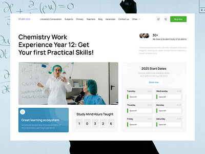 Study Mind - Chemistry class branding clean collage elearning home page landing page mentor minimal online learning product product design student teaching ui university ux design webdesign