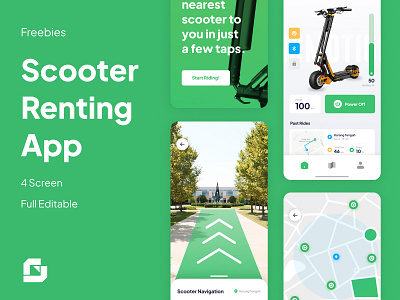 Scooter Renting App - Freebies app battery chart dashboard eco energy freebie freebies motor renting scooter transporations ui ux wheel